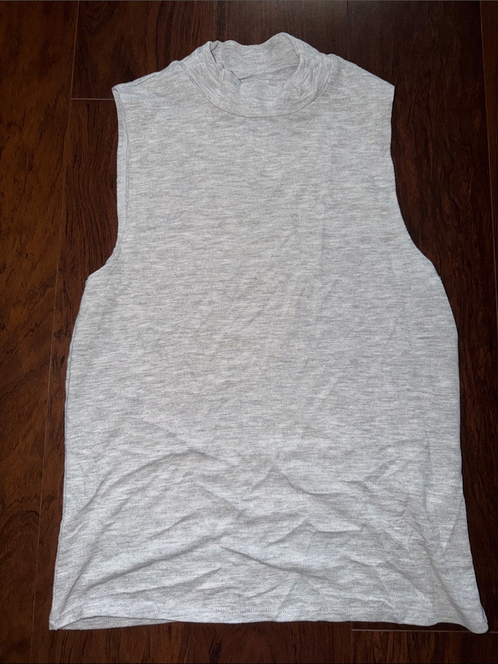 Sleeveless Mock Neck Tank Top - Light Gray